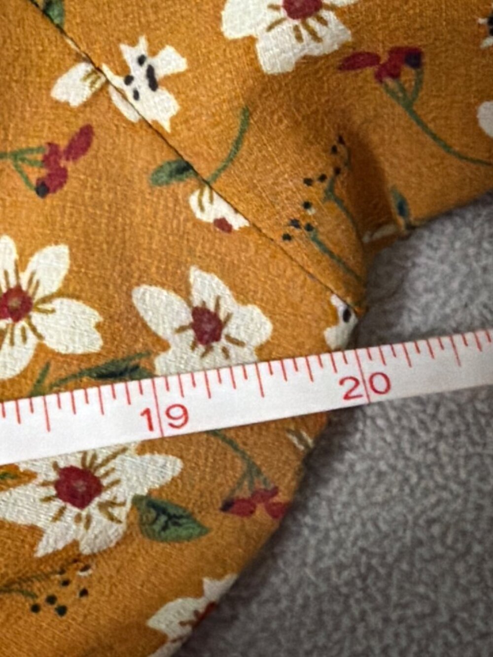 Floral Mustard Yellow Midi Dress With Elastic Waistband & Short Sleeves Fairy - Picture 3 of 5